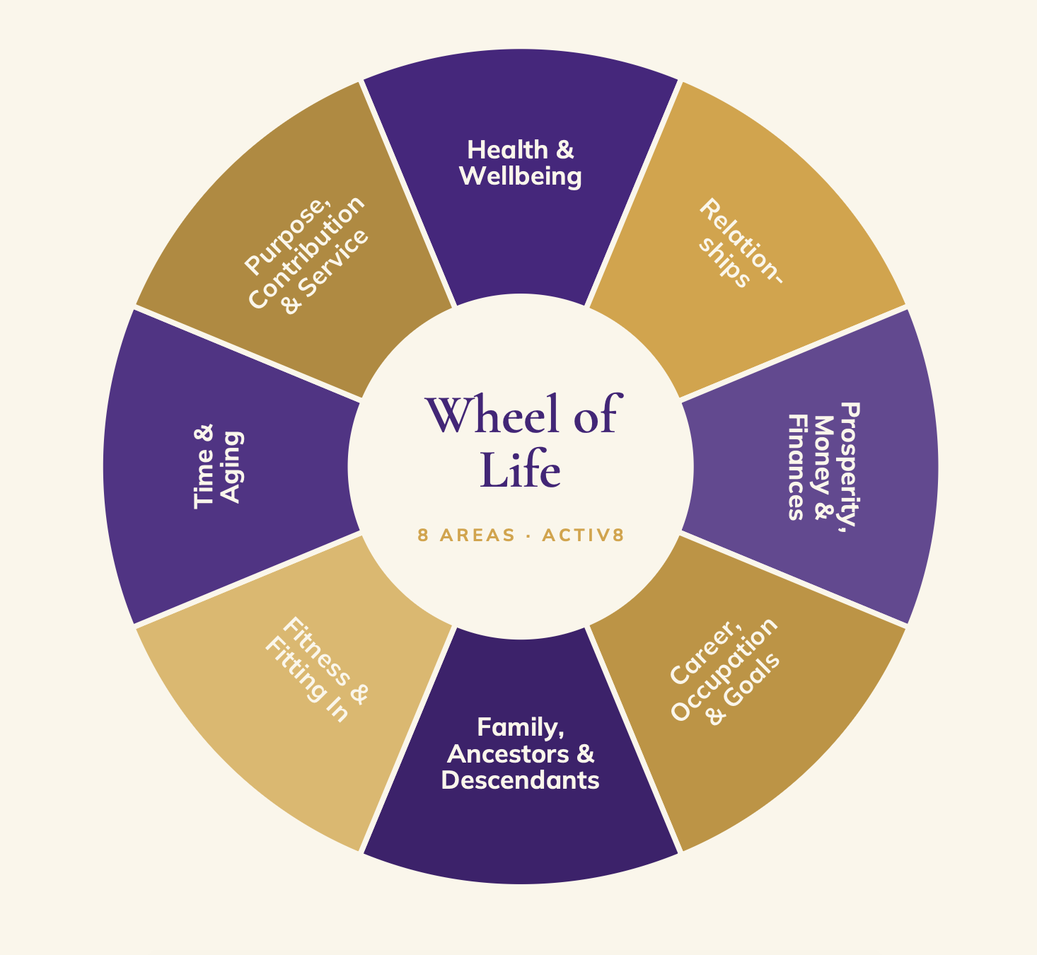 Wheel of Life: 8 areas activated in the Activ8 program